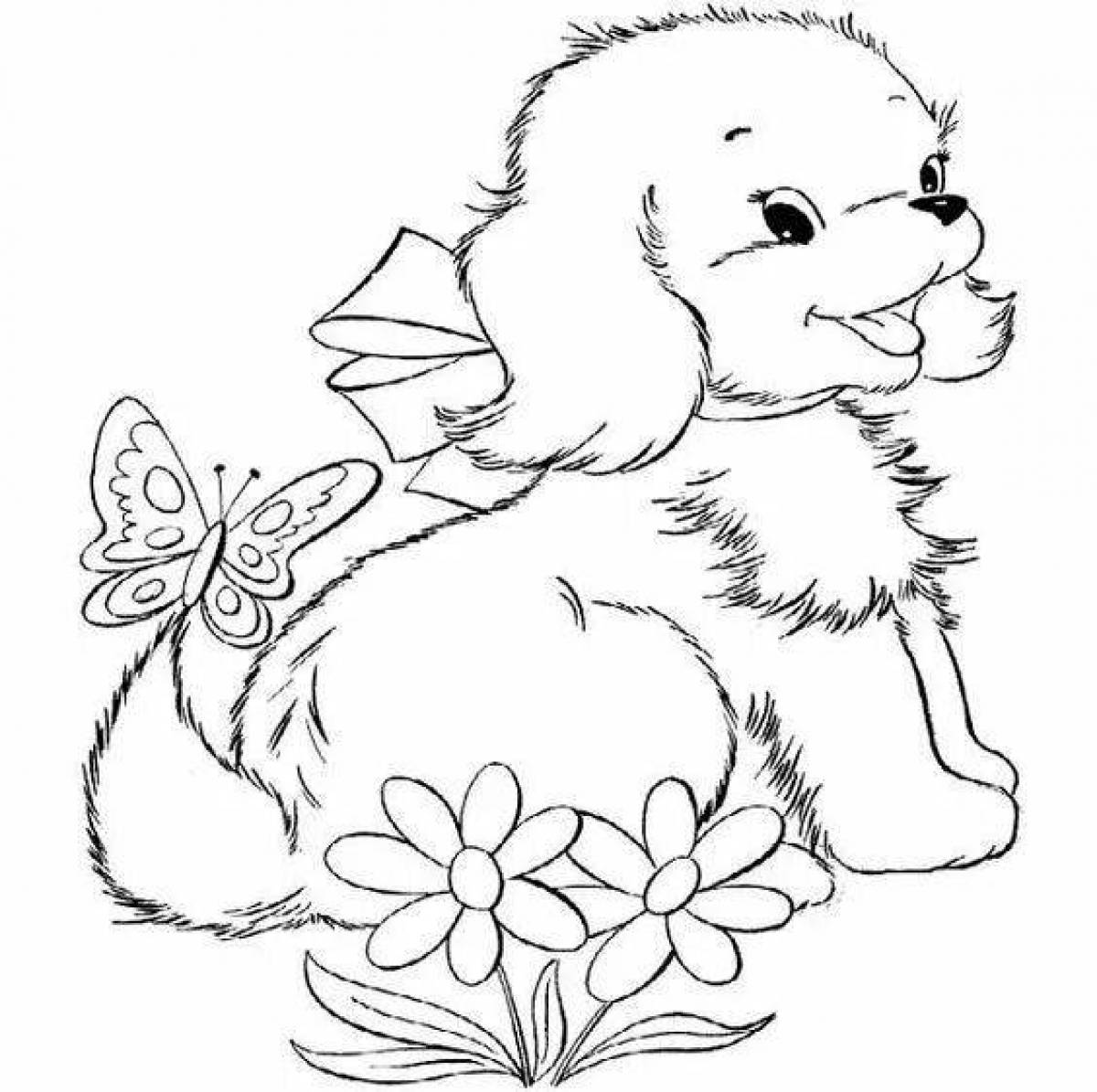 Coloring book shining kittens and puppies