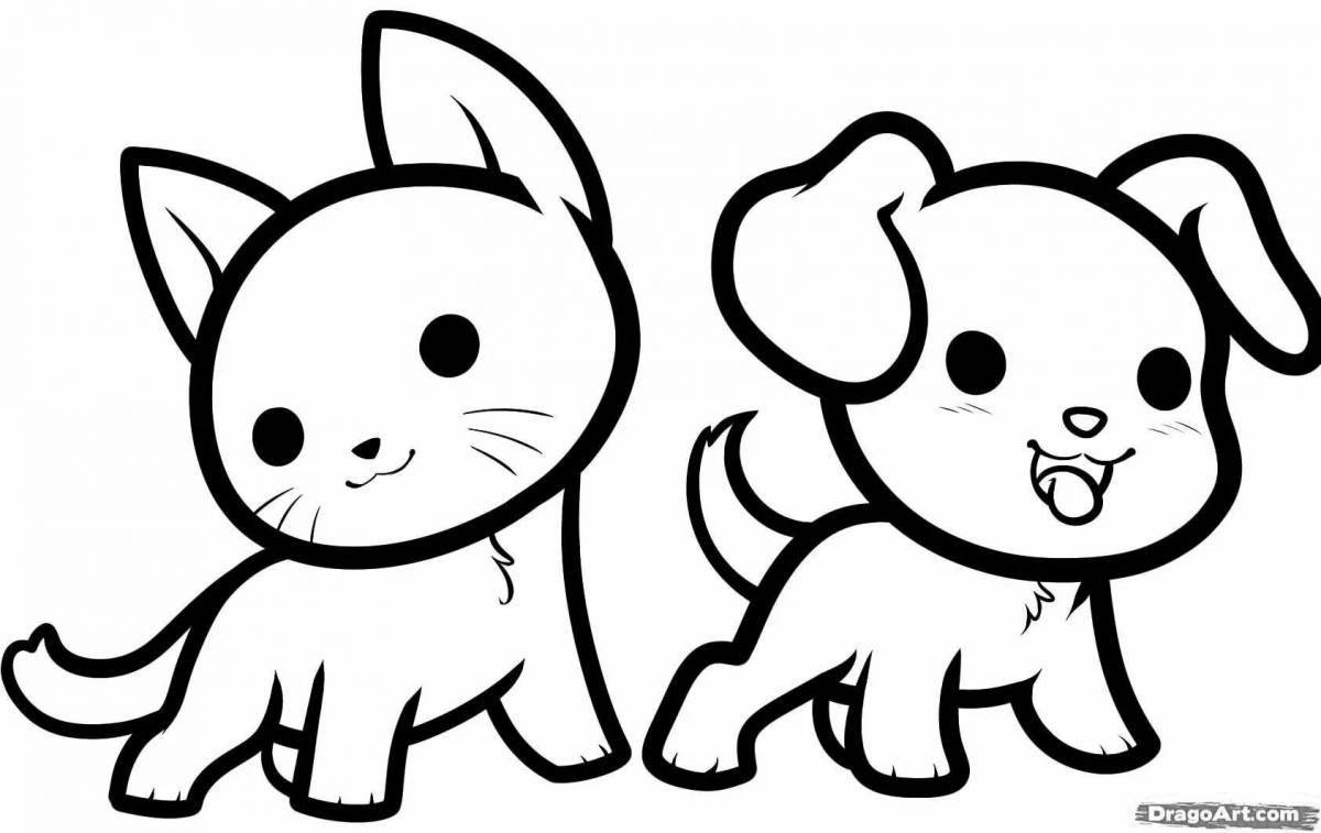 Funny kittens and puppies coloring book