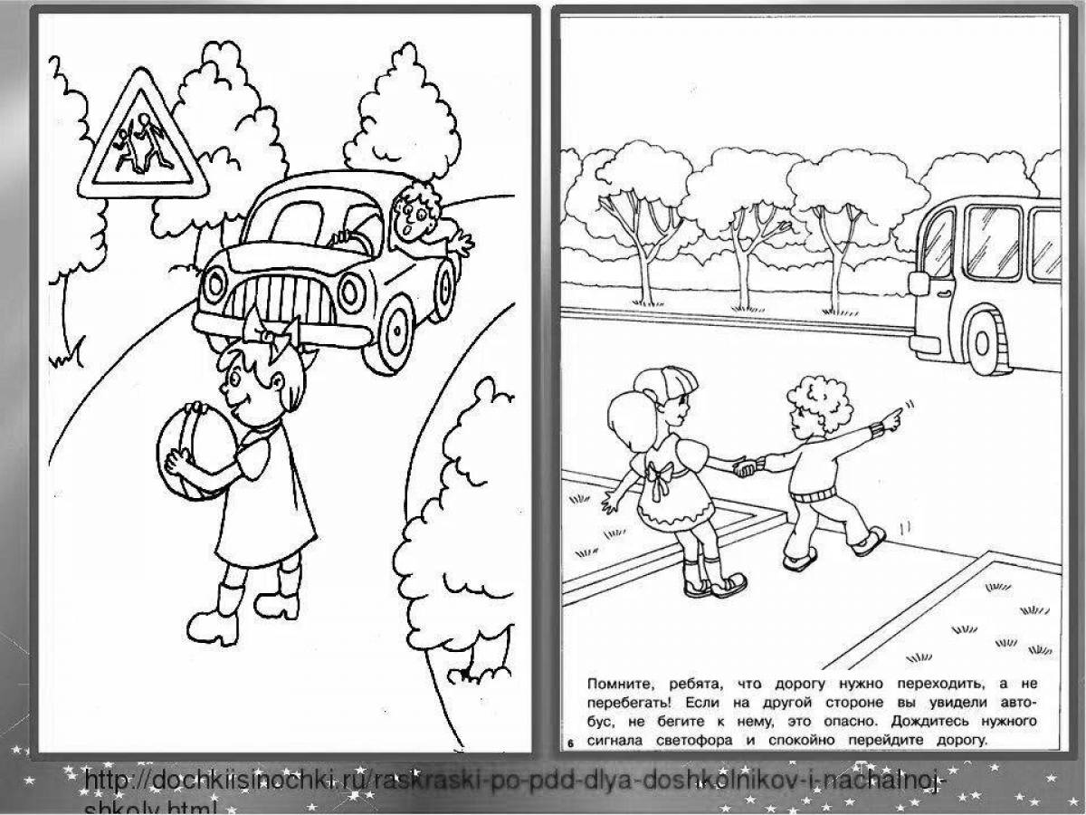 Креативная раскраска по правилам дорожного движения в детском саду