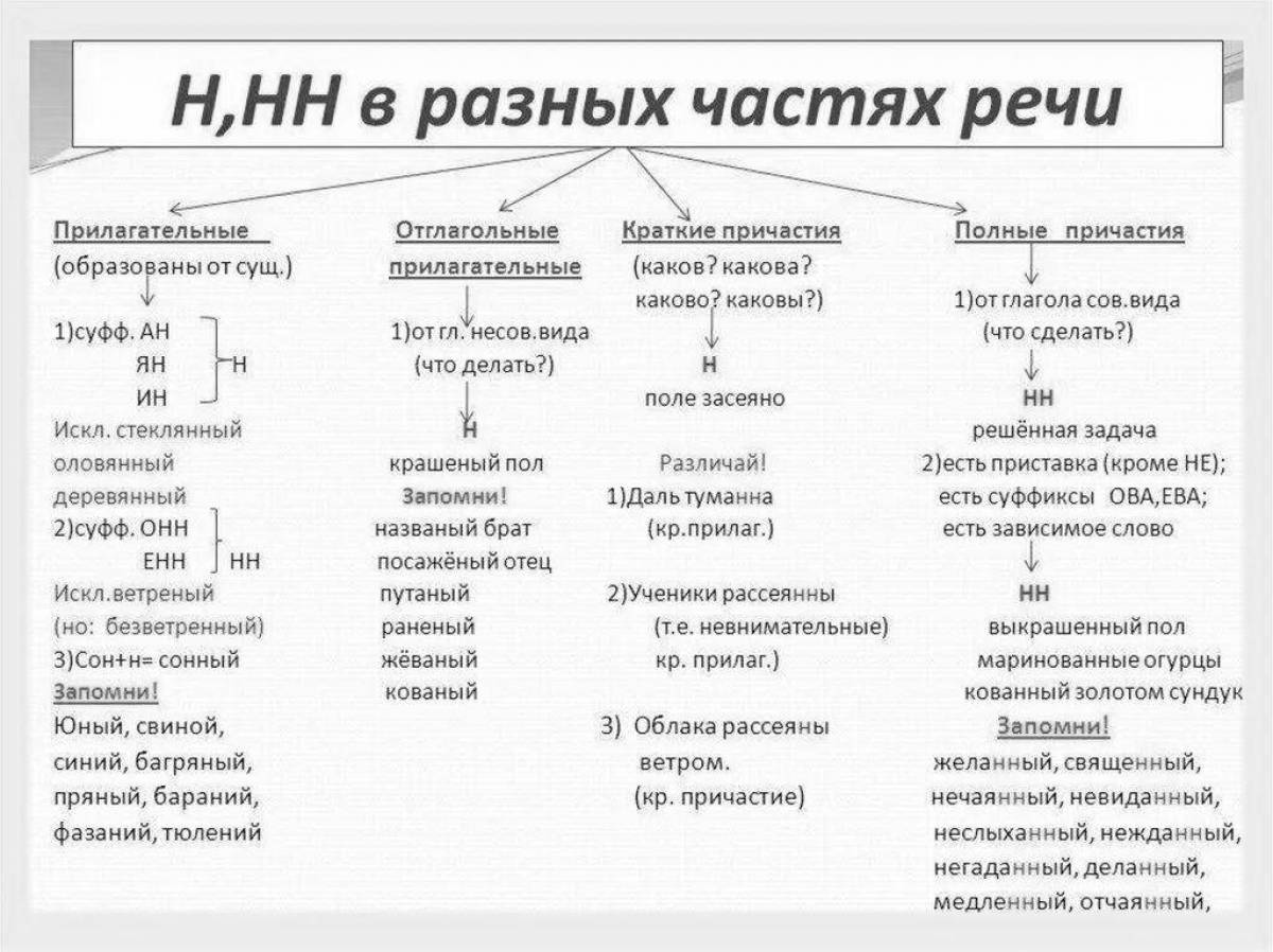 Н и нн в словах разных частей речи #5