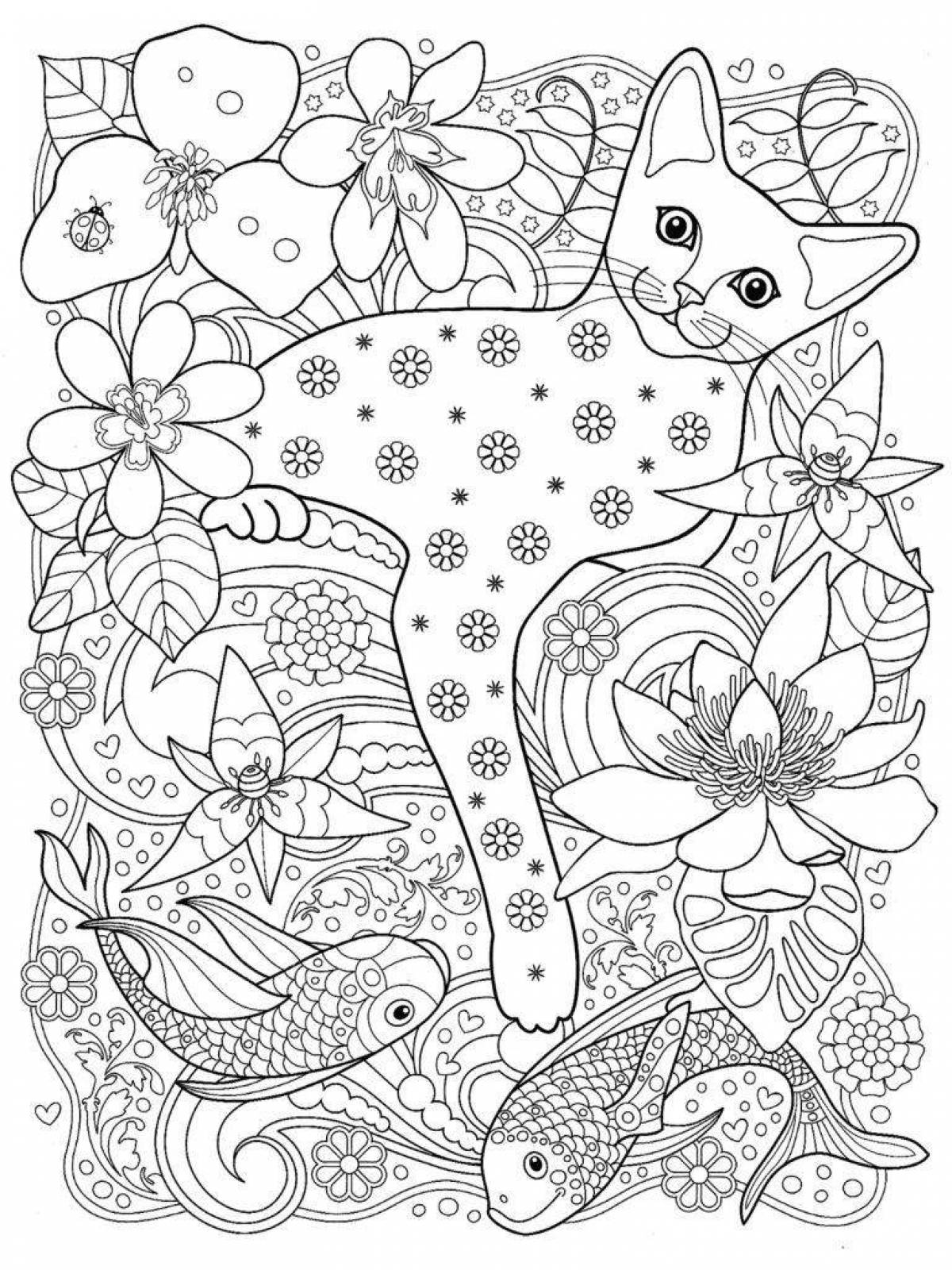 Cute coloring book for girls 12 years old - cats