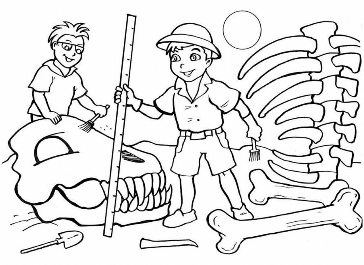 Археолог раскраска для детей