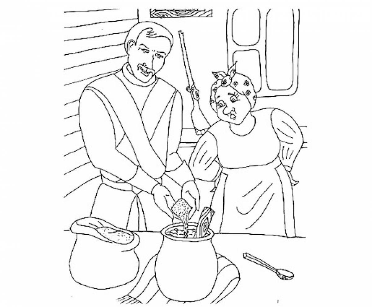 Рисунок каша из топора