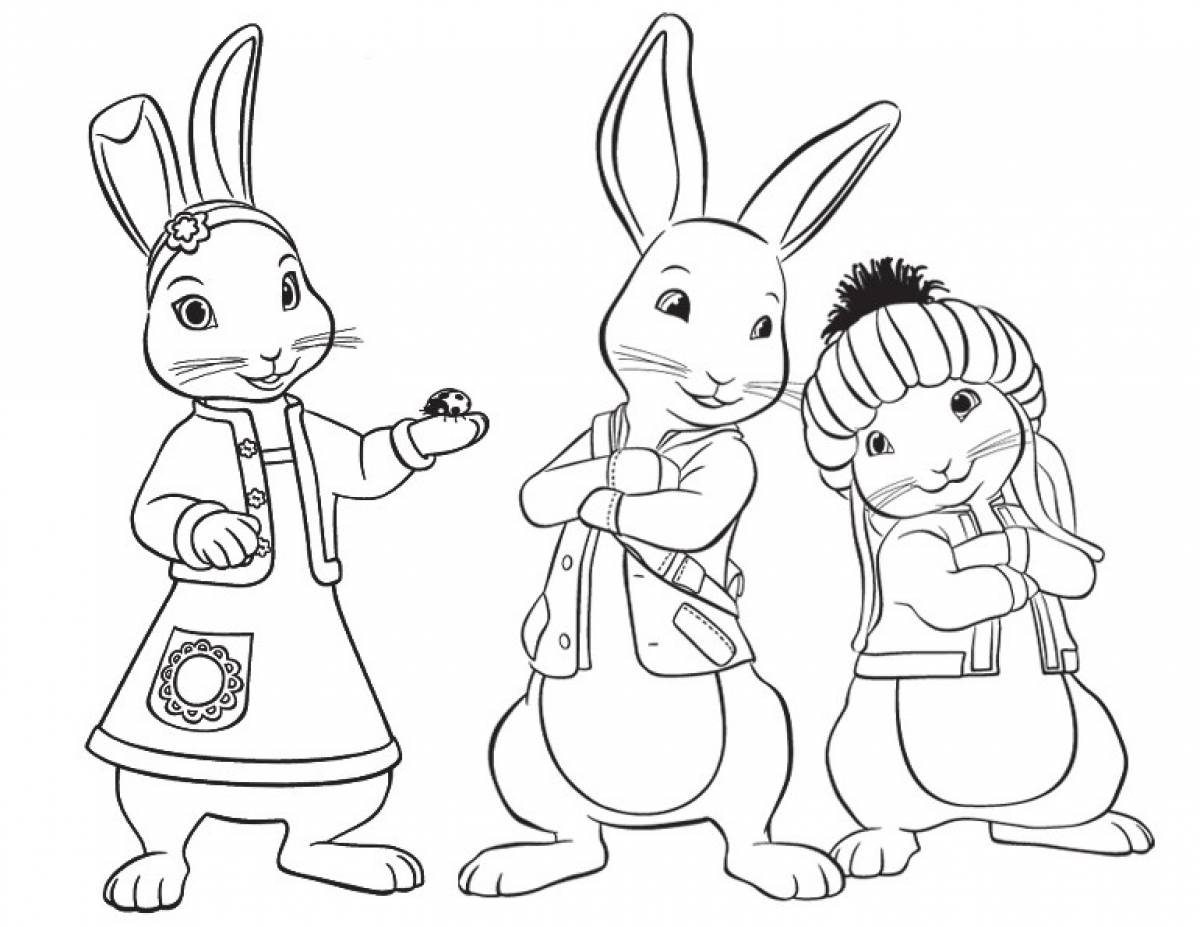 Раскраска семья кроликов