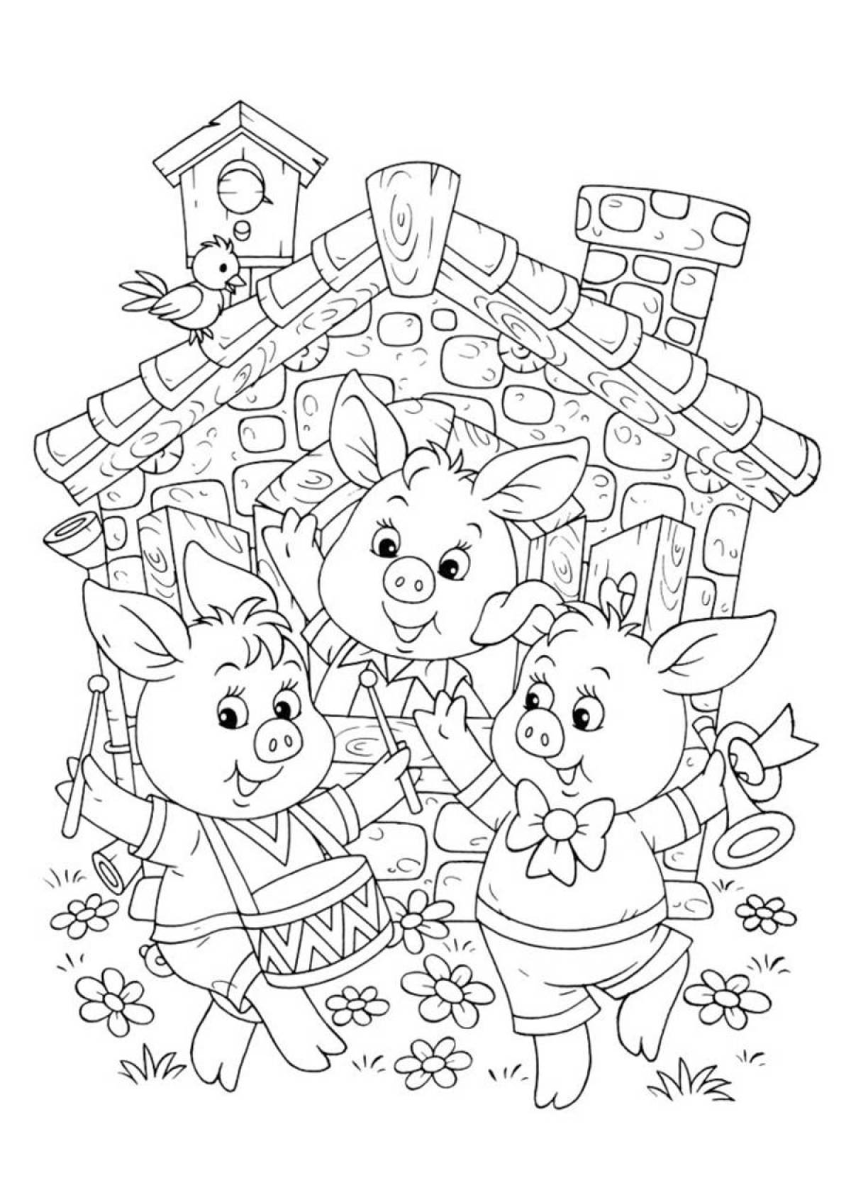 Three little pigs coloring page