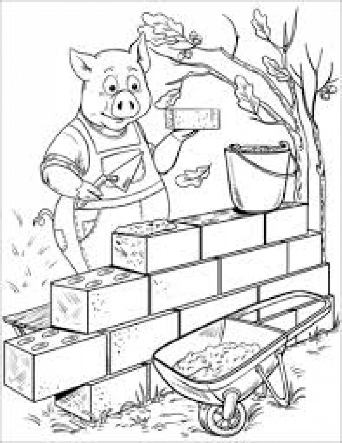 Piglet lays bricks