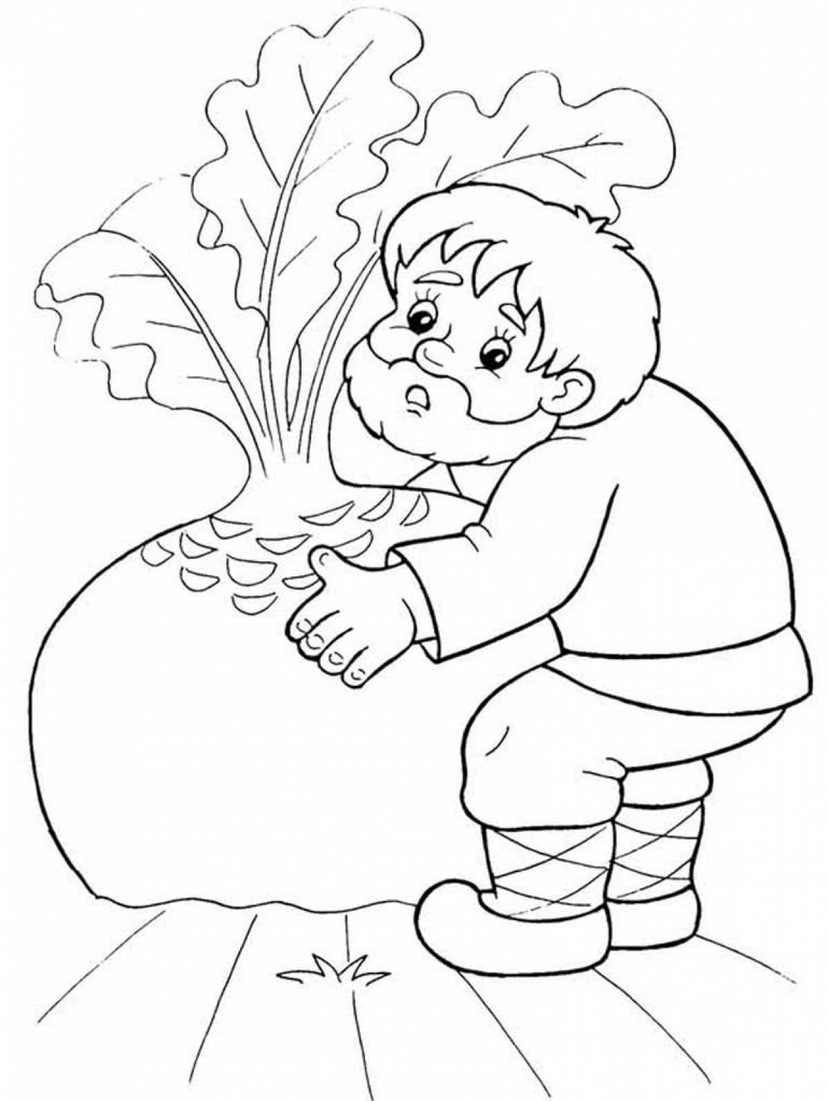 Coloring page grandfather pulls a turnip