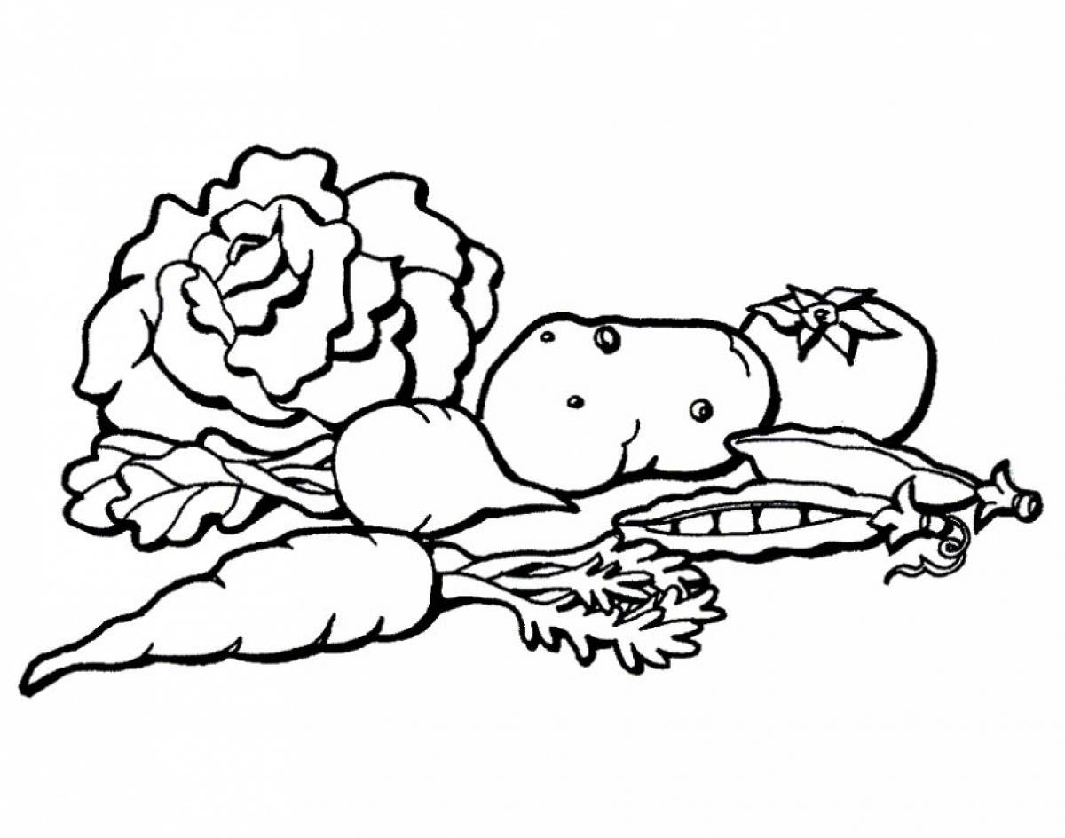 Vegetables coloring book