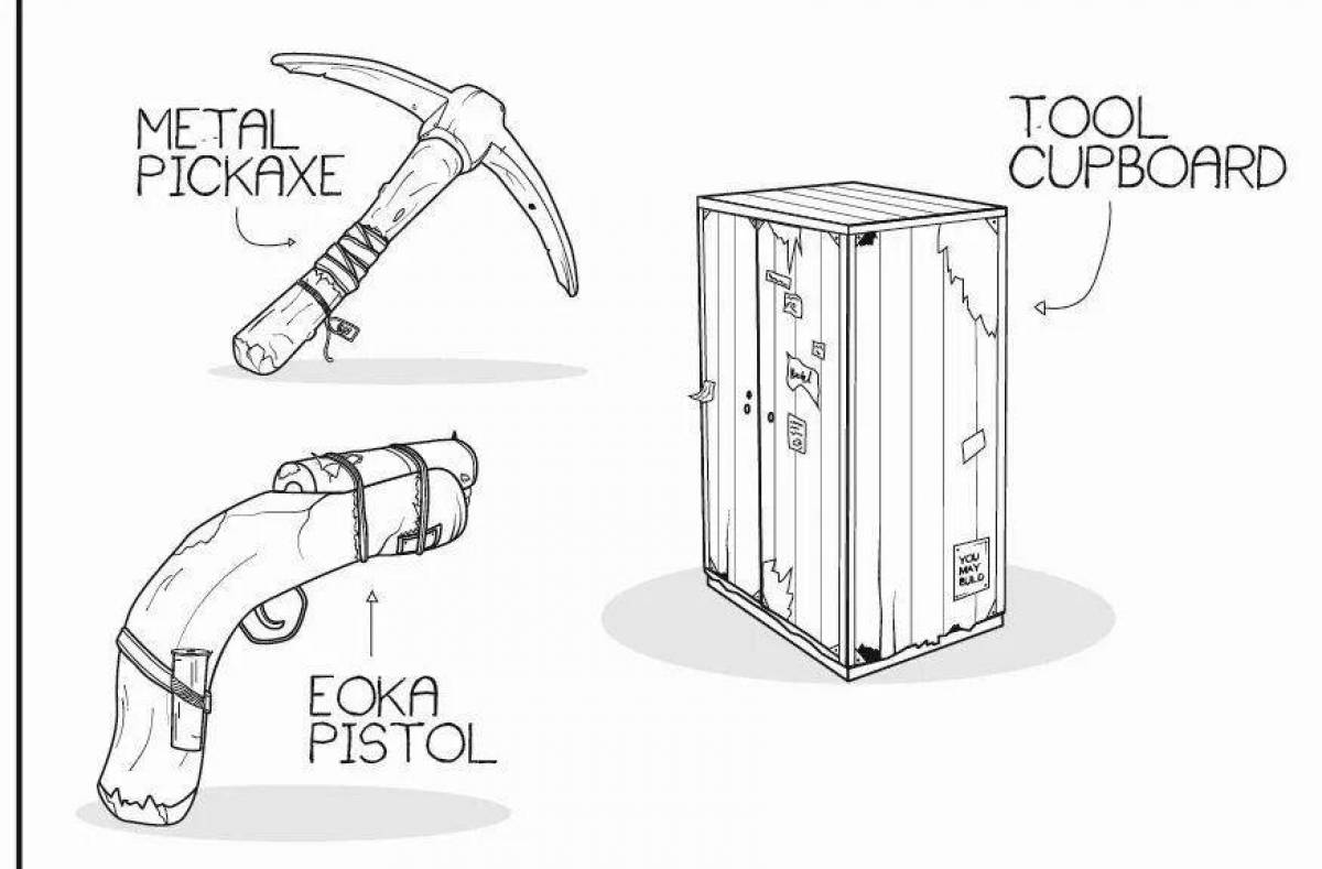 Чертеж раст. Раскраска Rust. Раскраска про игру Rust. Раскраска оружие из Раста. Раст эскиз.