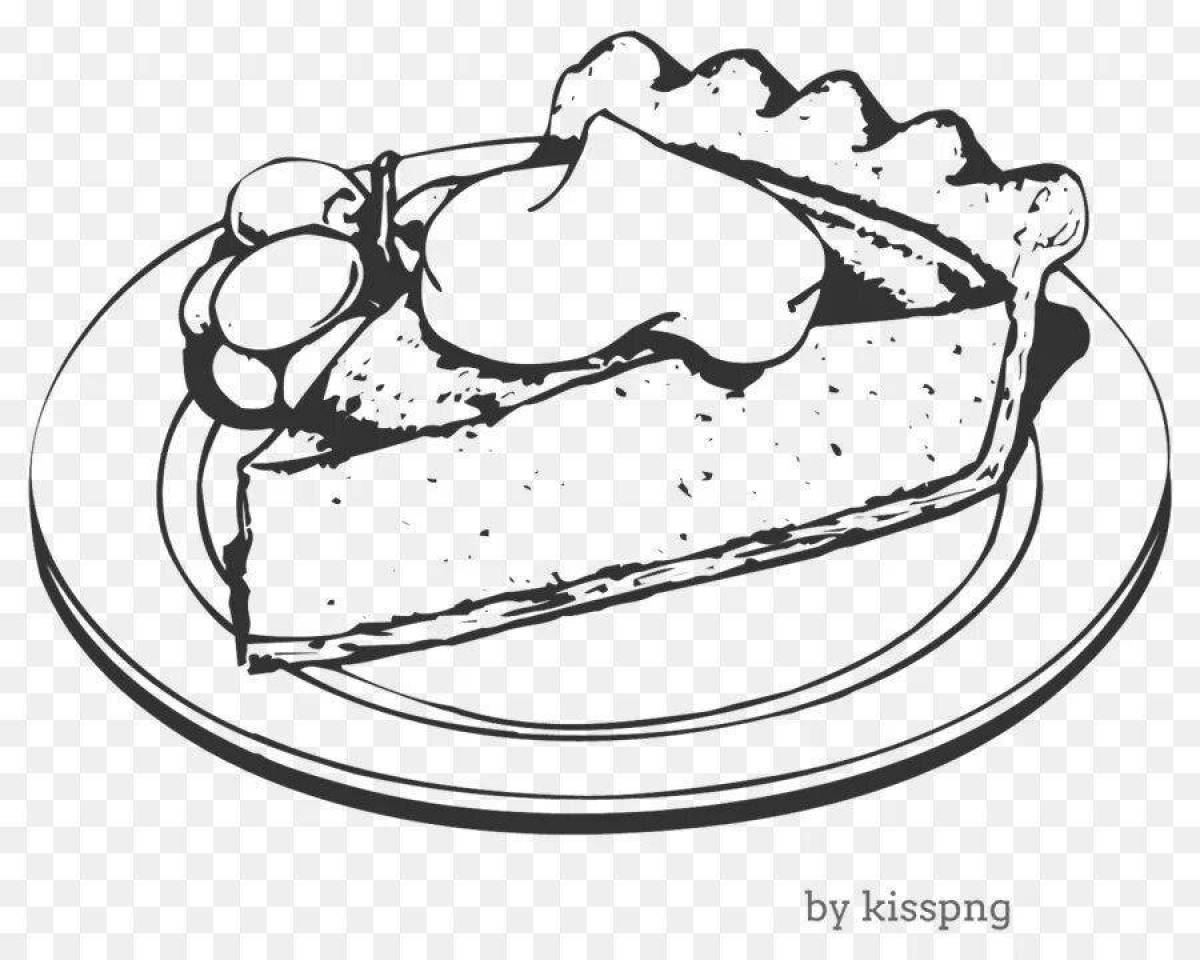 Кусок торта на тарелке рисунок. Завтрак раскраска. Кусок торта контур. Раскраска чизкейк. Тортик контурный рисунок.