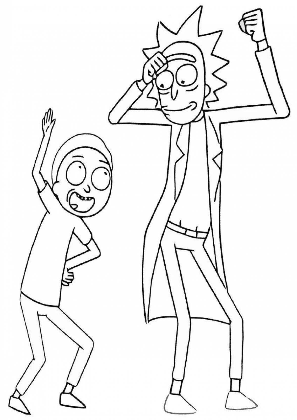 Rick coloring pages with crazy color