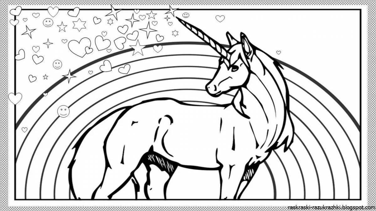 Glitter rainbow horns coloring page