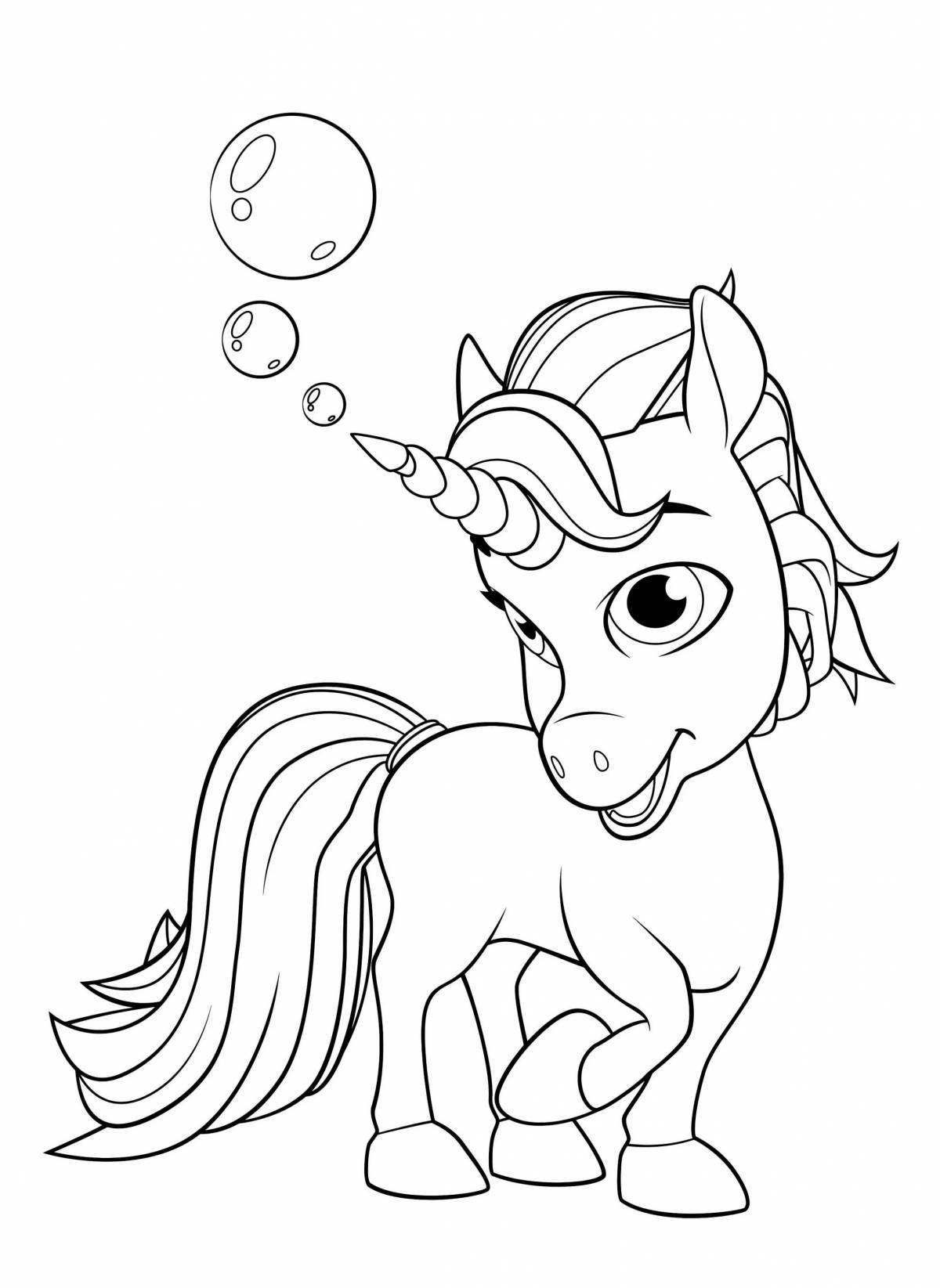 Glorious rainbow horns coloring page