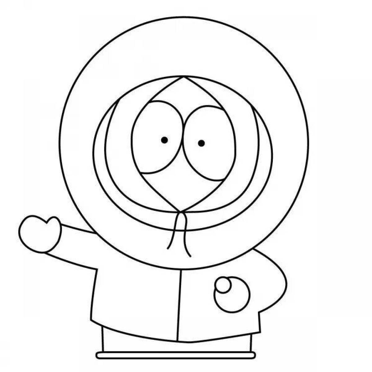 Kenny coloring pages with crazy color