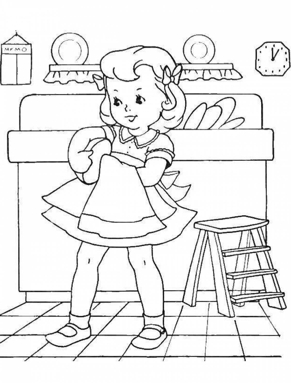 Playful coloring page before