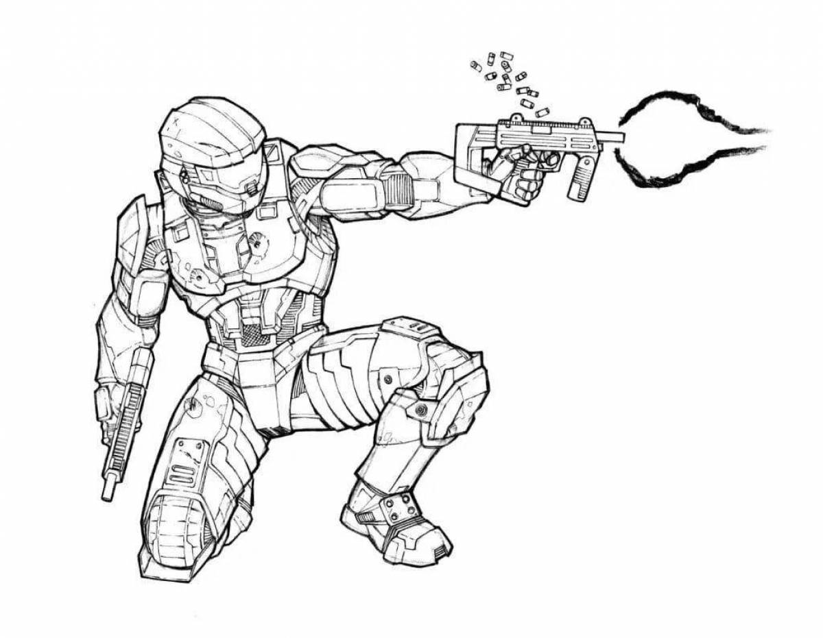 Glowing warface coloring page