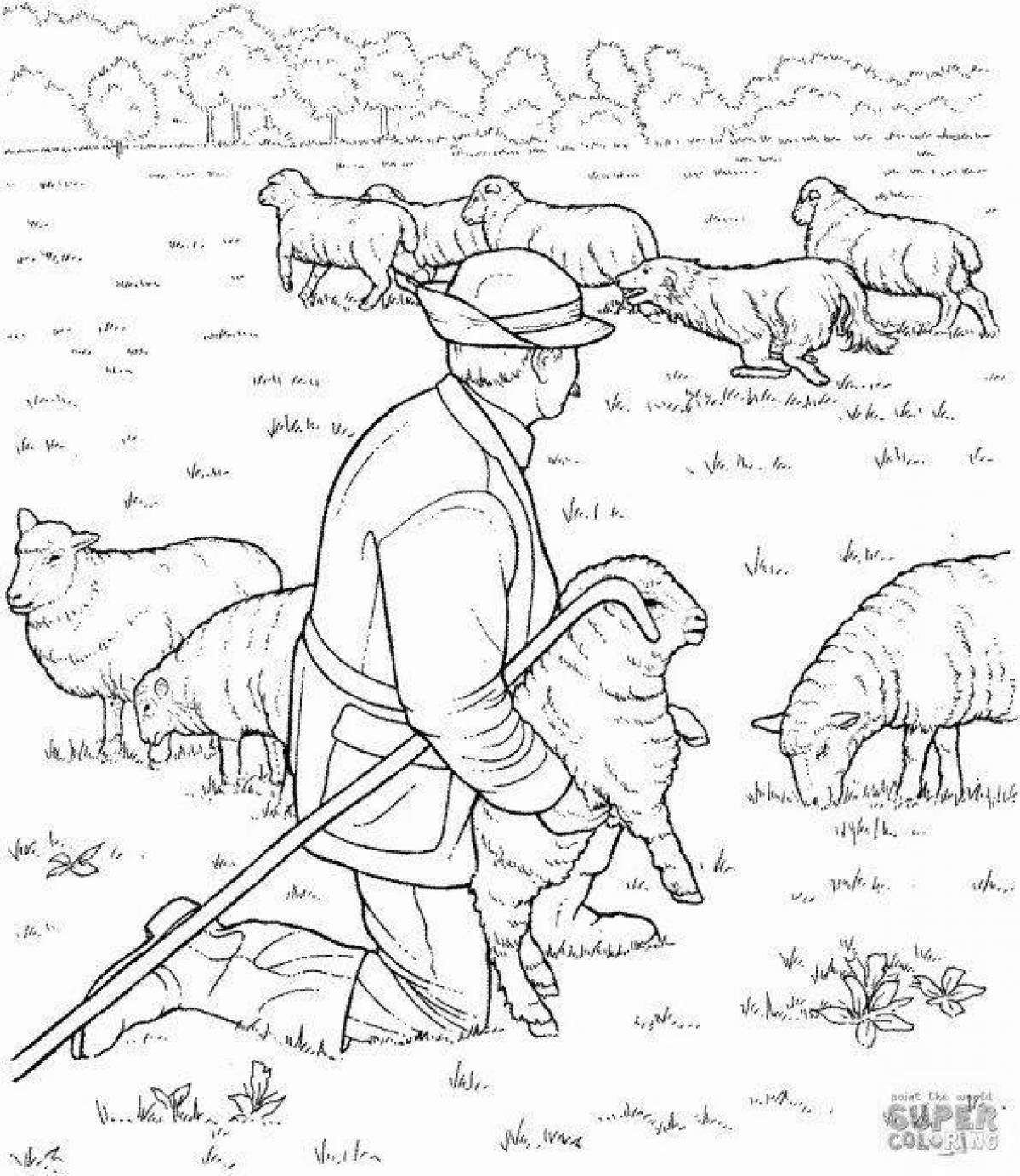 Impressive shepherd dog coloring page