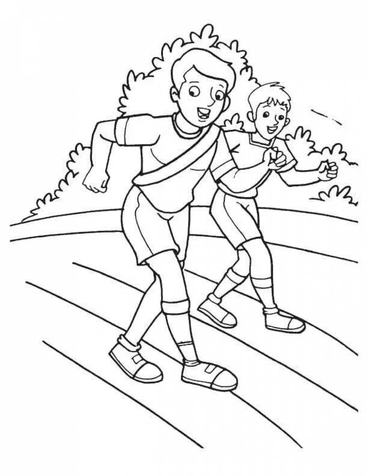 Colorful running coloring page
