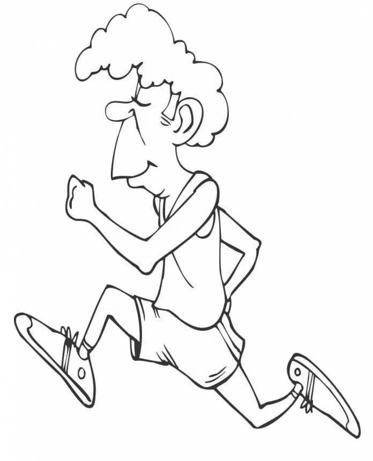 Playful run coloring page