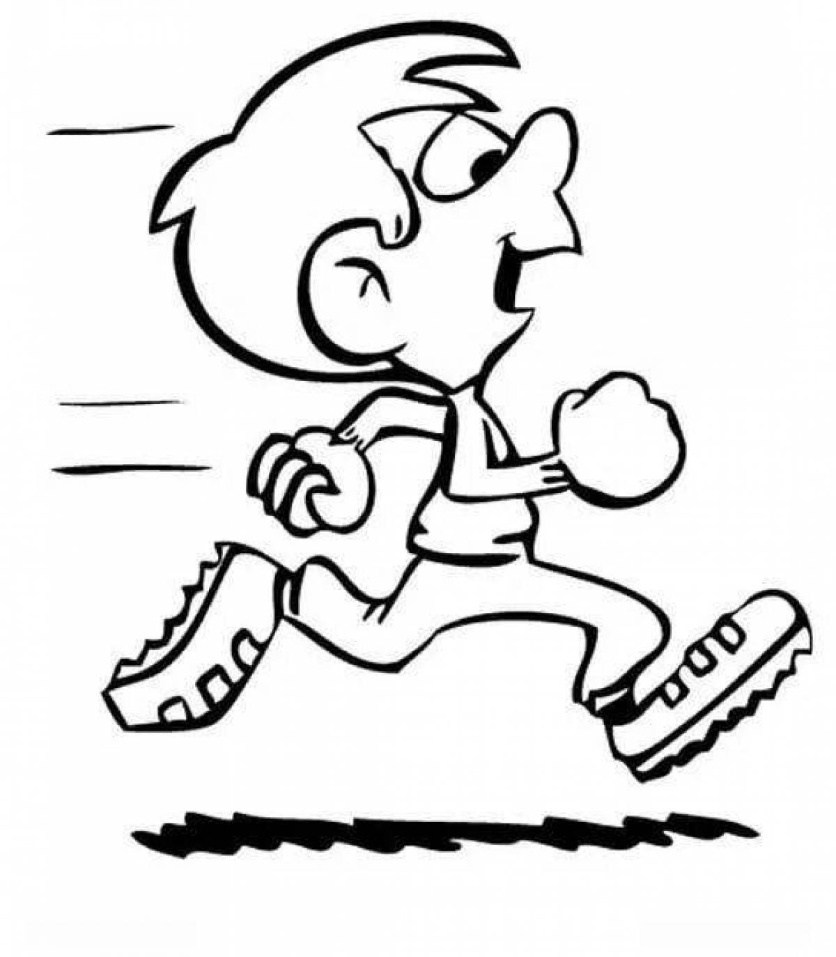 Excited Run Coloring Page