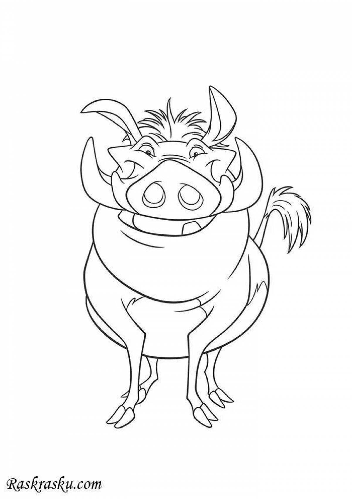 Colorful pumba coloring page