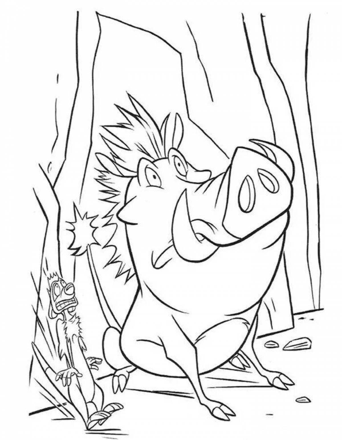 Coloring page funny pumbaa