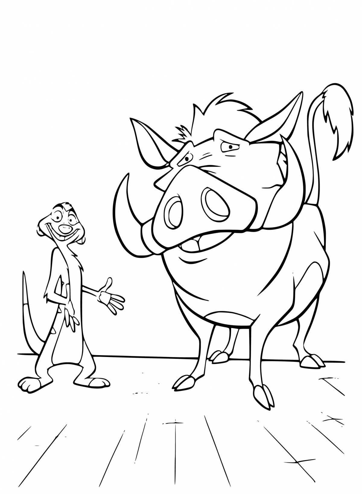 Bright pumba coloring page
