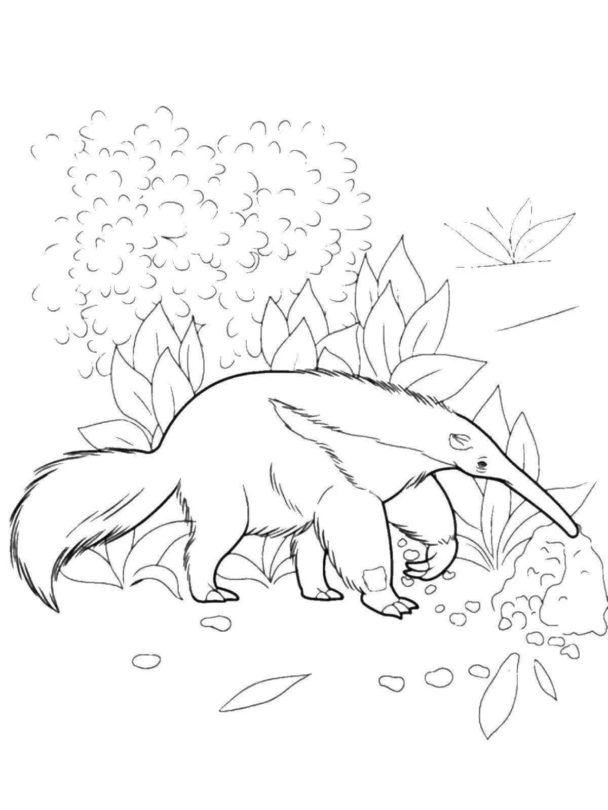Coloring book cheerful anteater