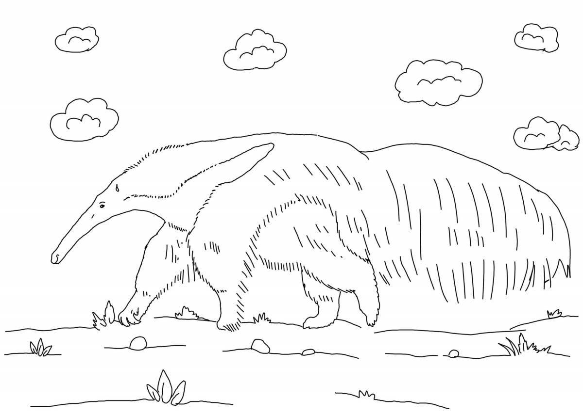 Adorable anteater coloring page