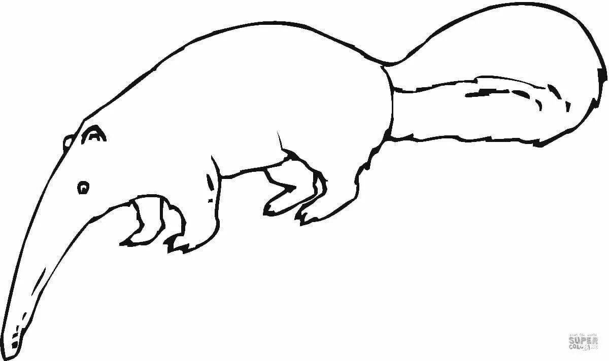Adorable anteater coloring page