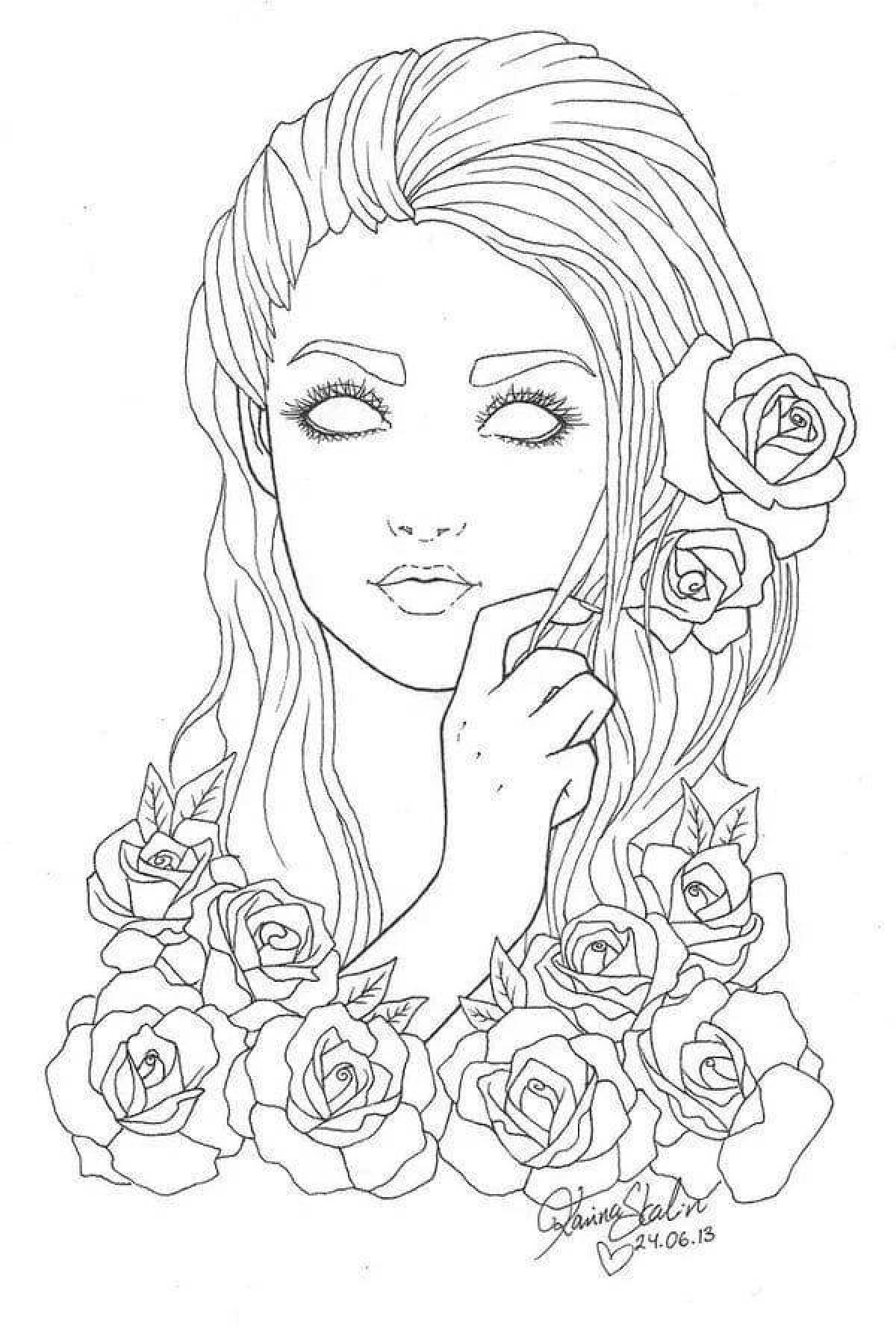 Charming female coloring page