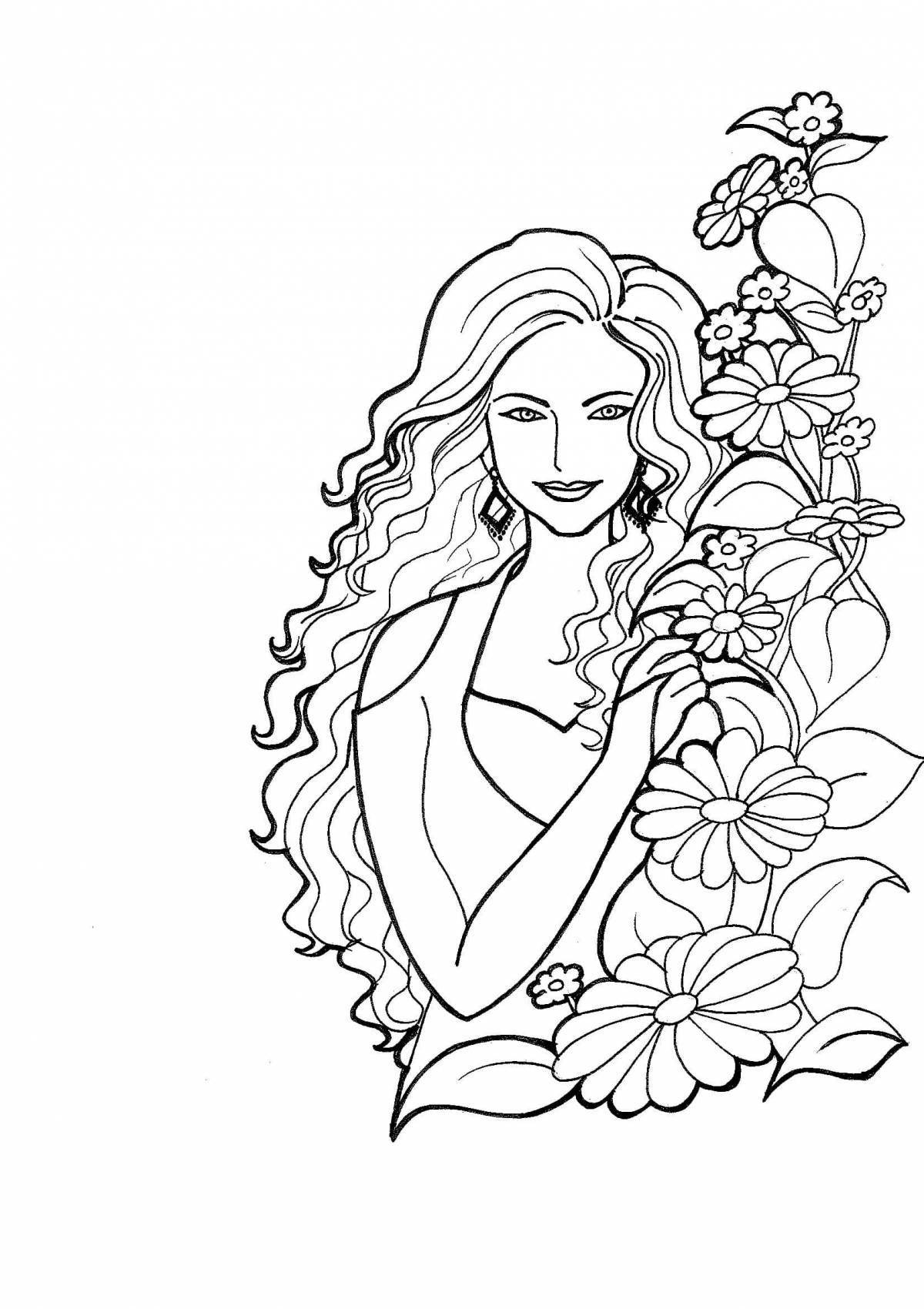 Female funny coloring book