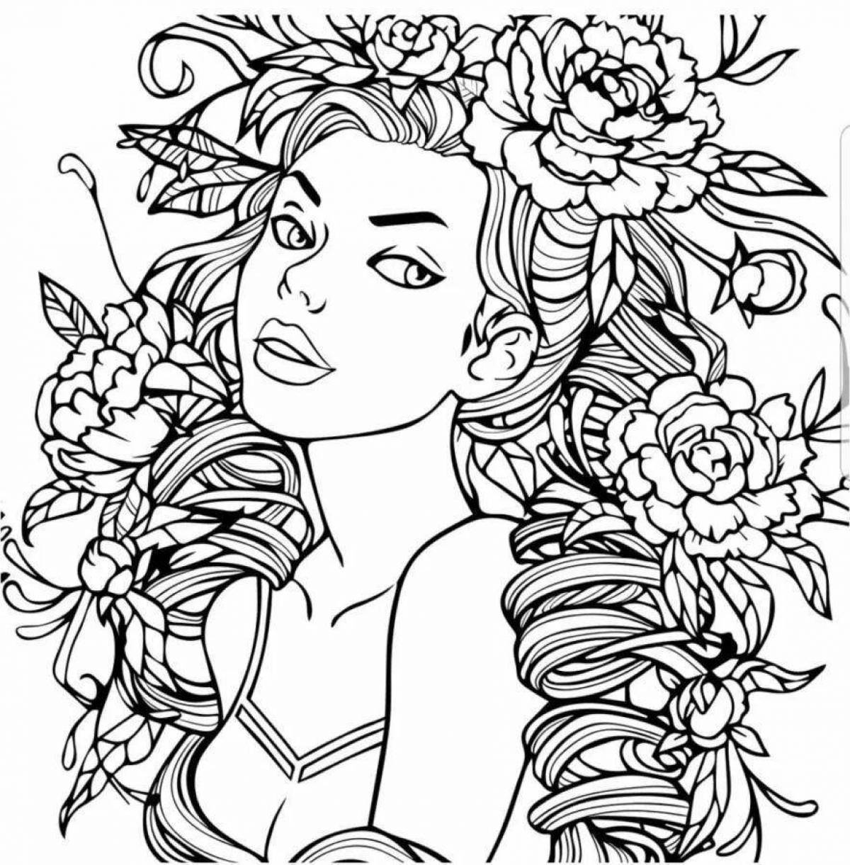 Serene woman coloring page