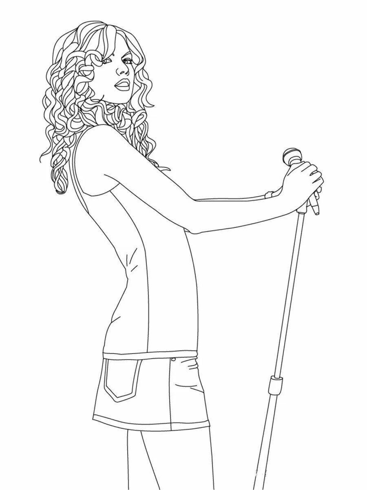 Singer glowing coloring page
