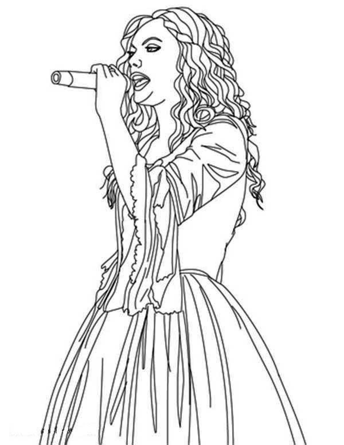Singer animated coloring page