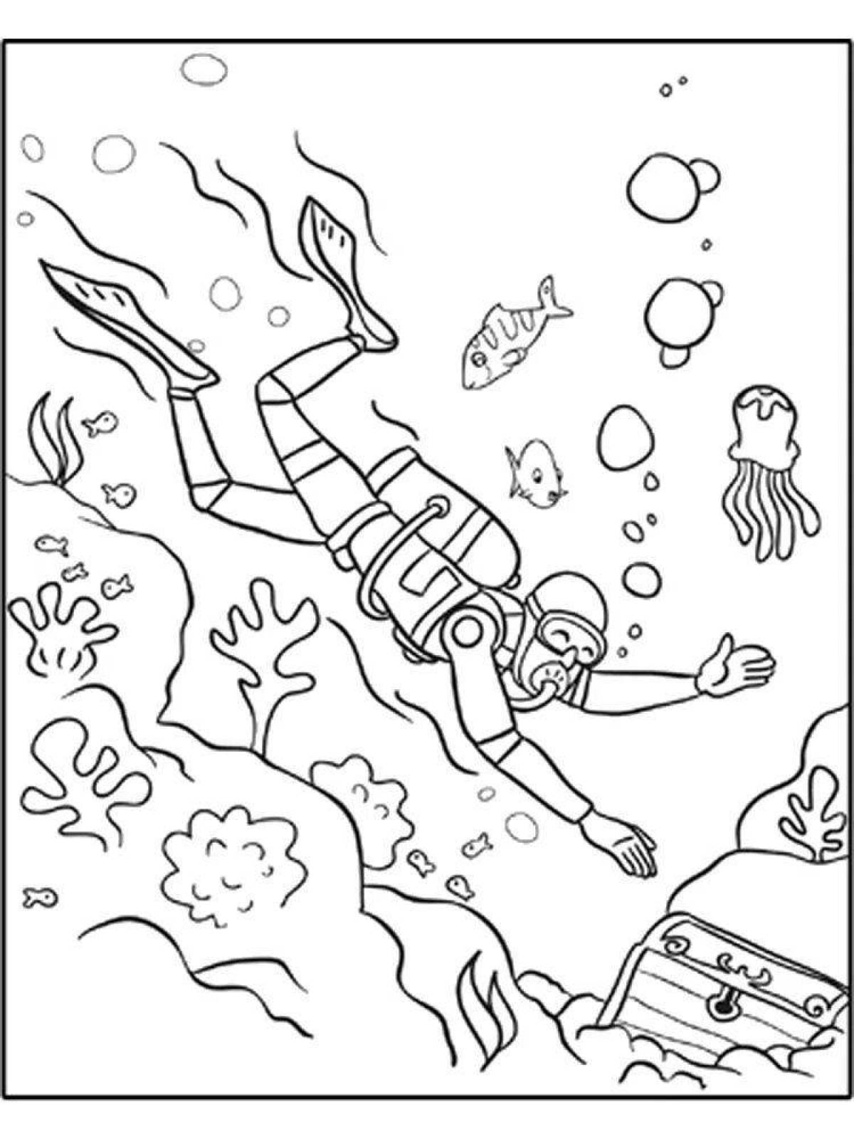 Colouring cool diver