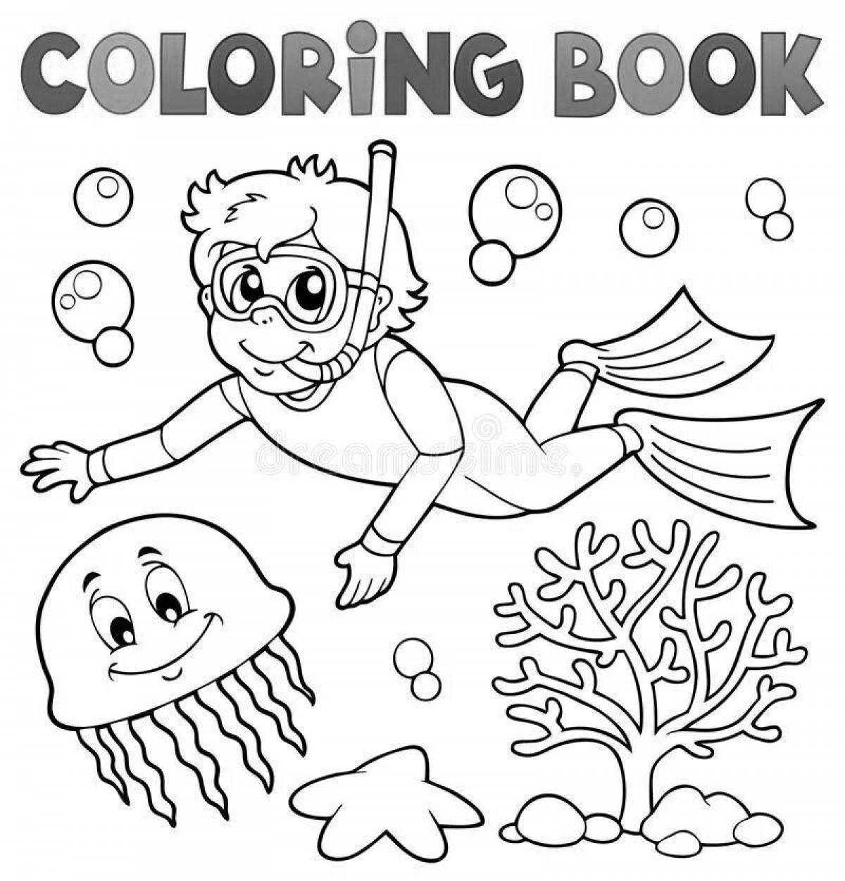 Radiant diver coloring page