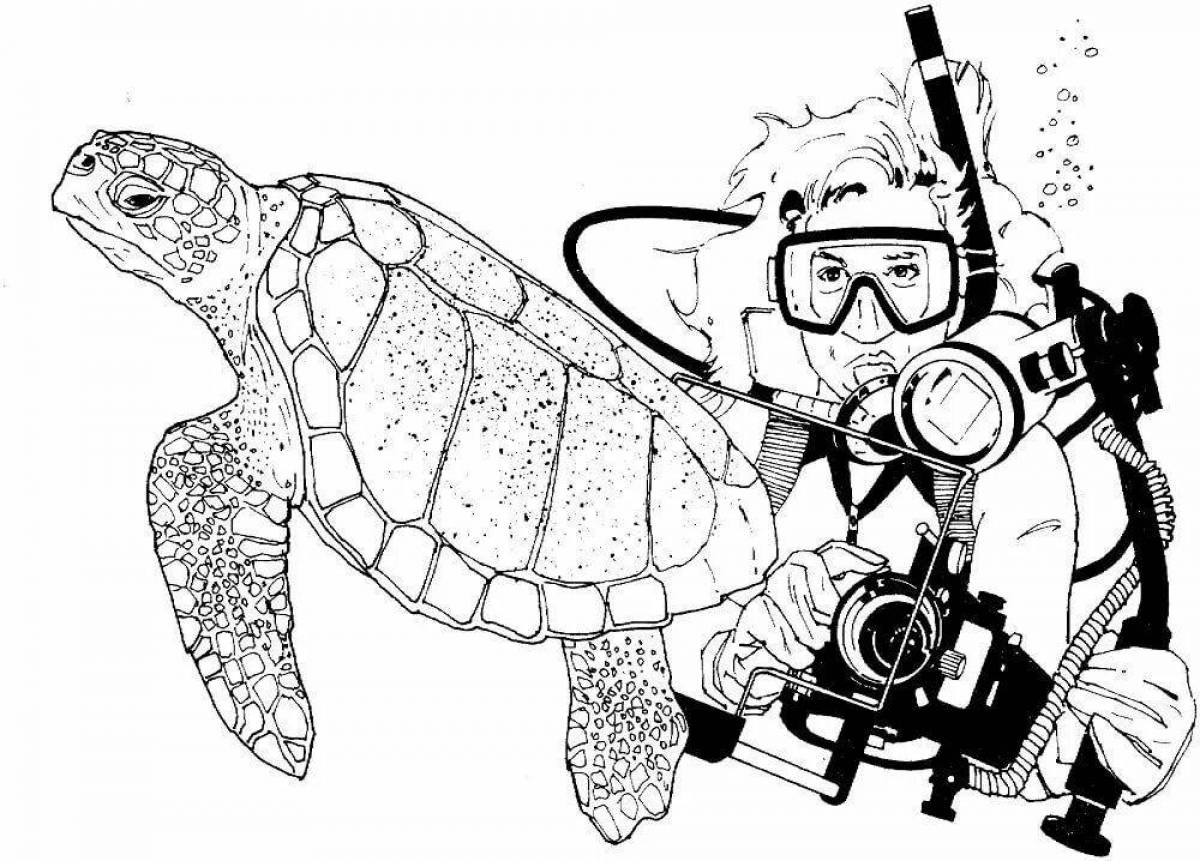 Dynamic diver coloring page