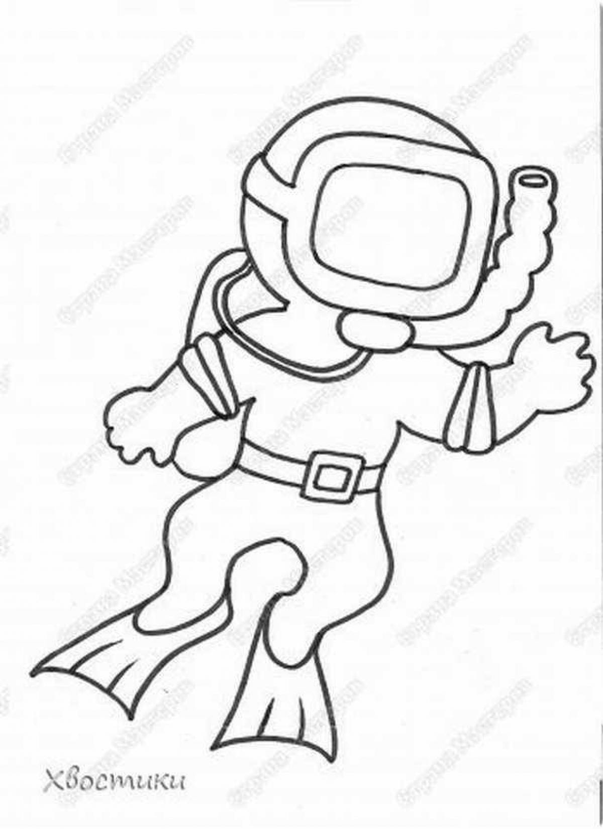 Charming diver coloring page