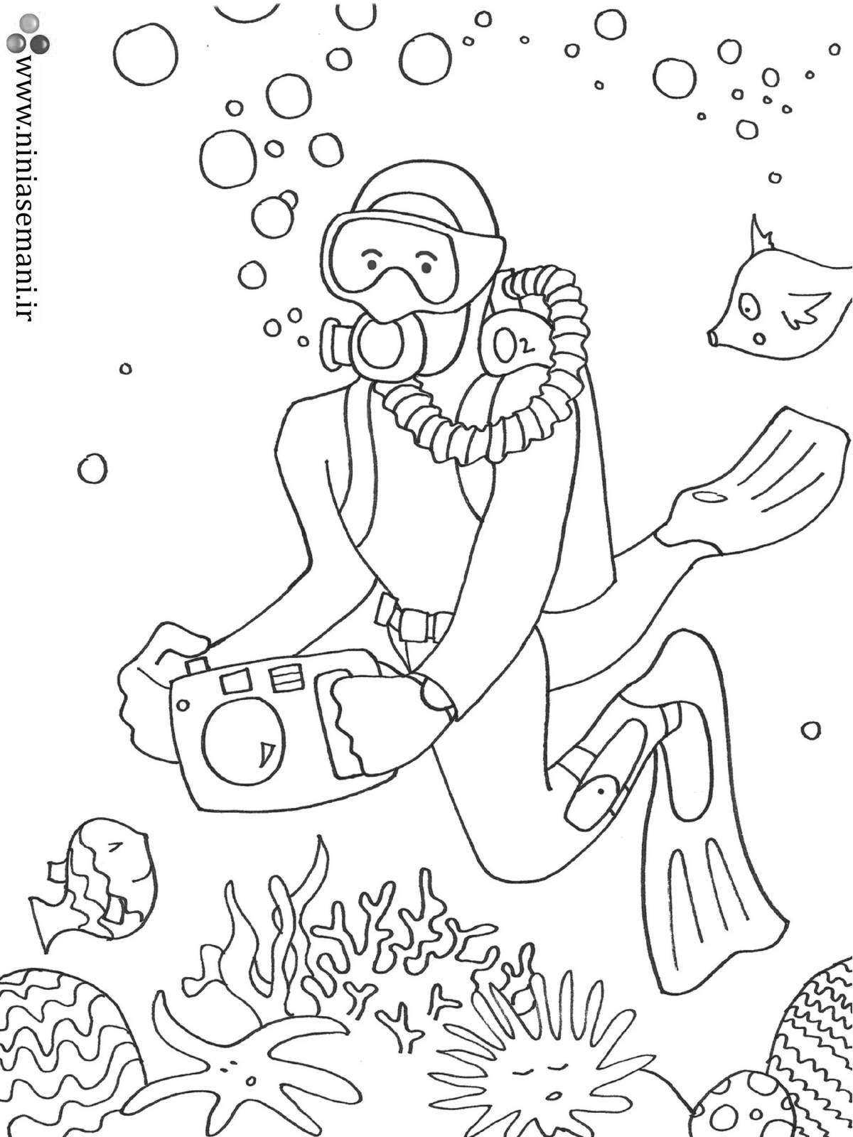 Colouring awesome diver