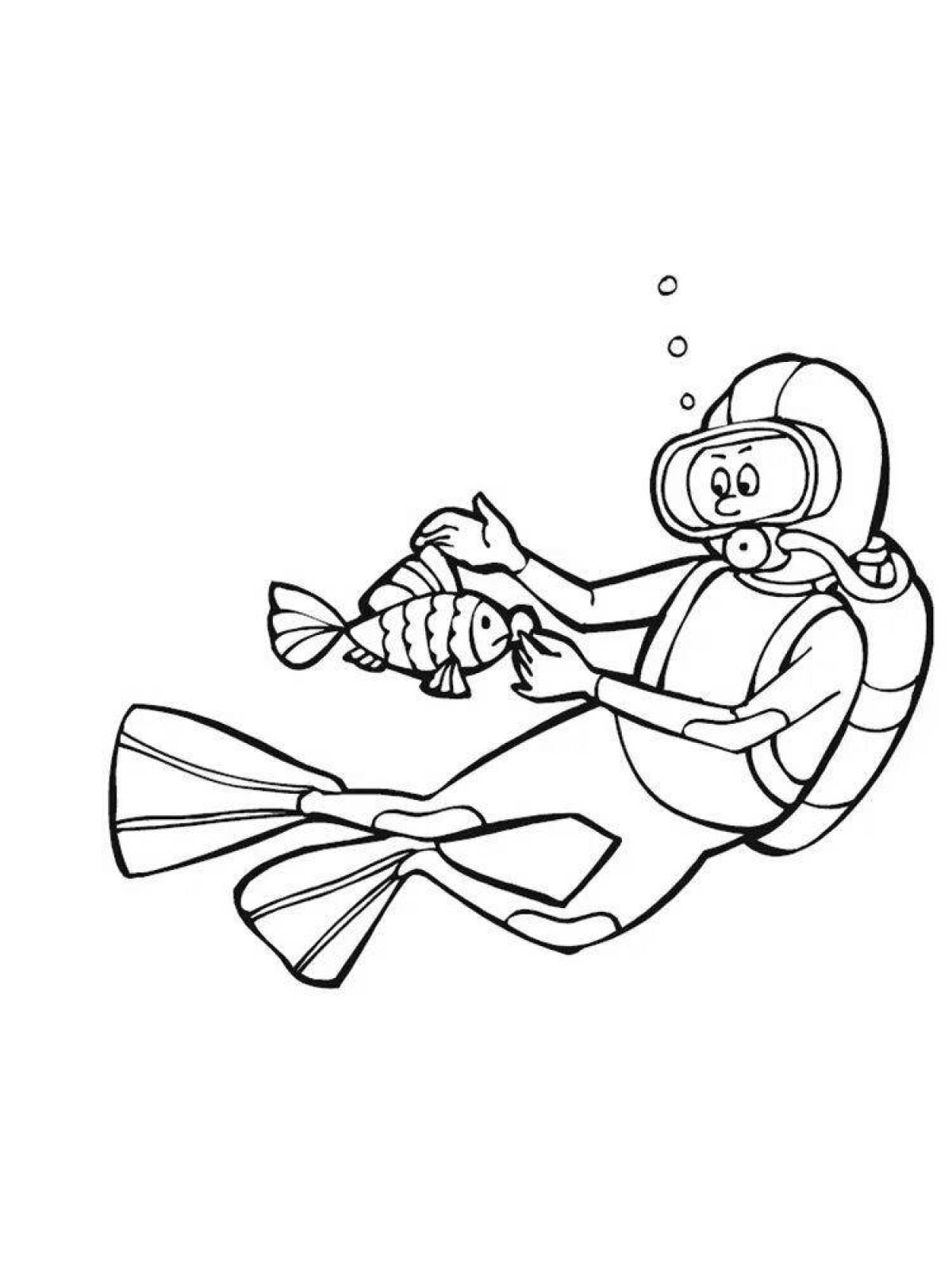 Coloring page spectacular diver