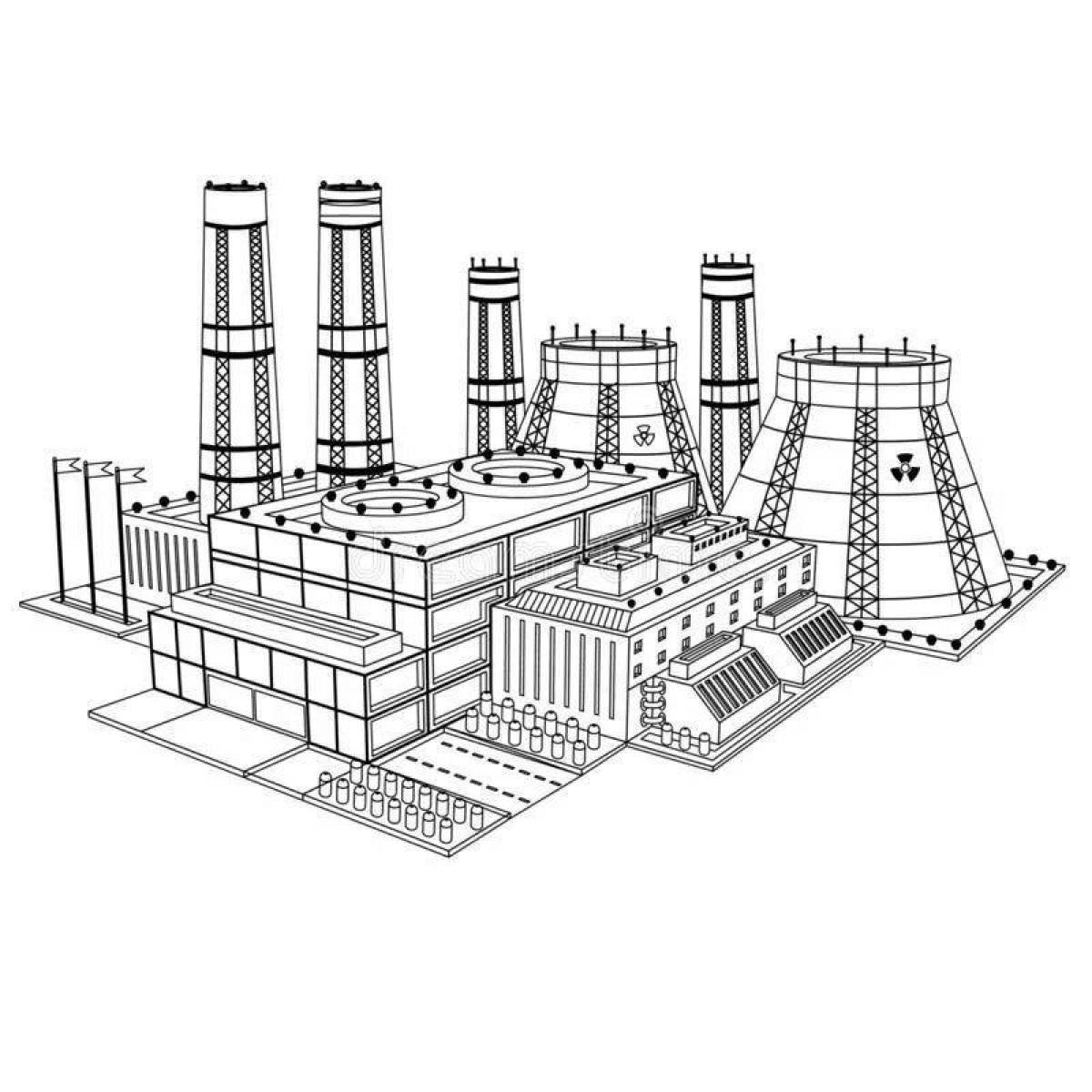 Анимированная страница раскраски электростанции