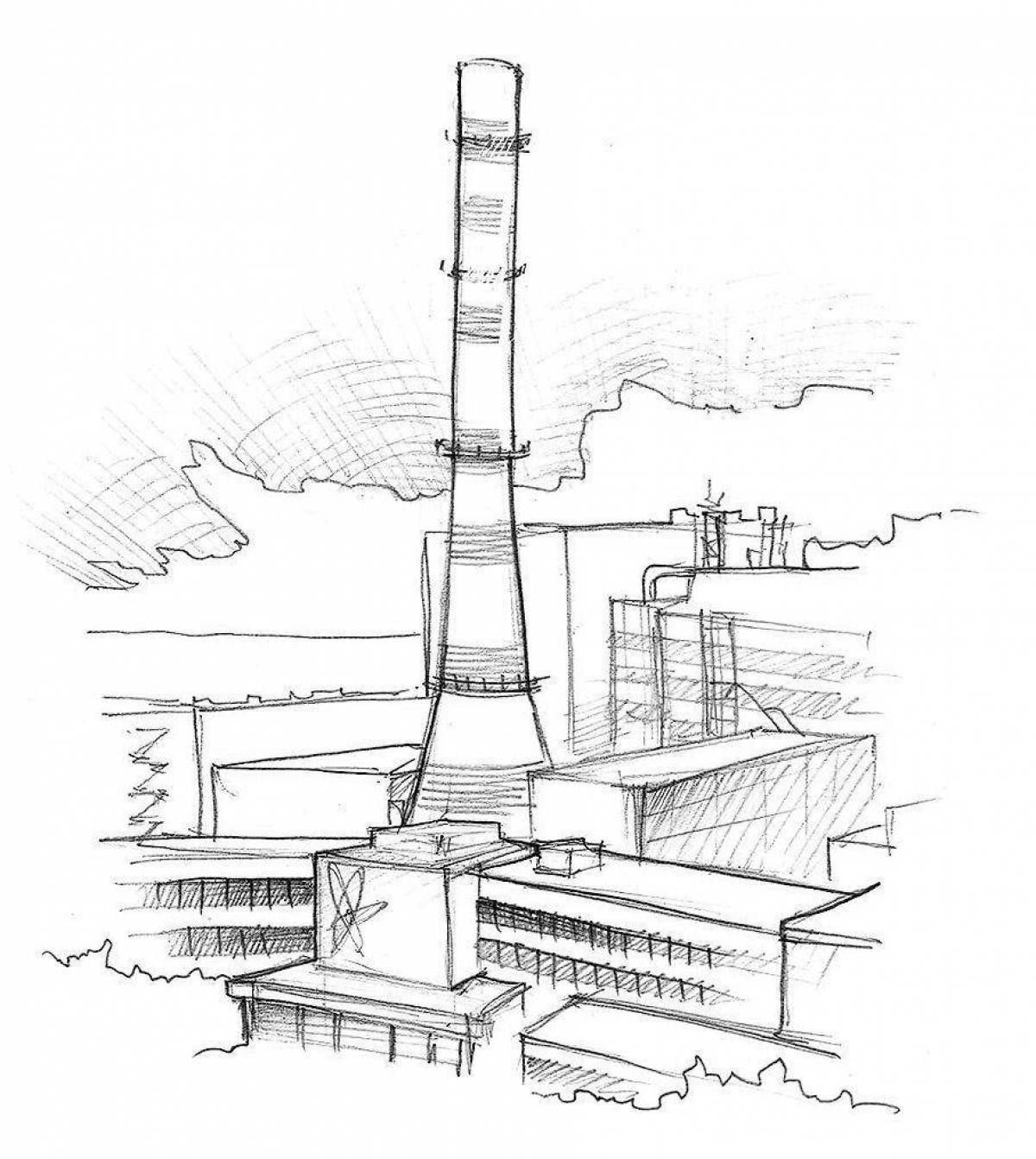 Exquisite power plant coloring page