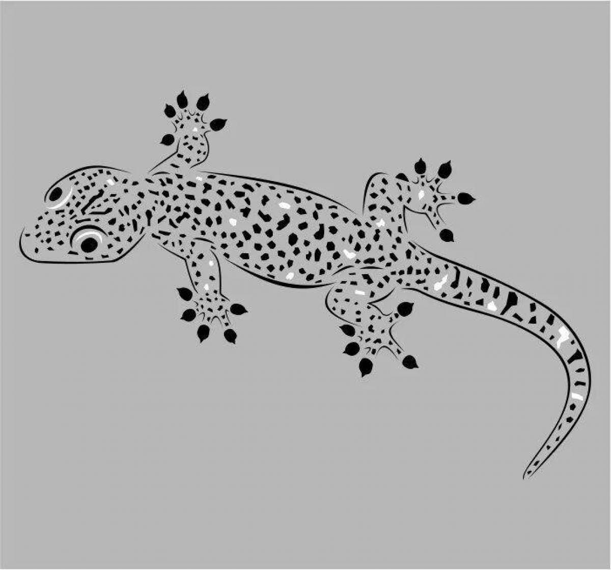 Coloring page happy gecko