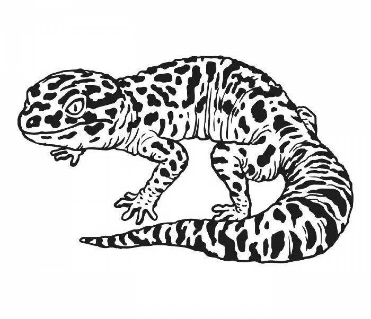 Анимированная страница раскраски геккона