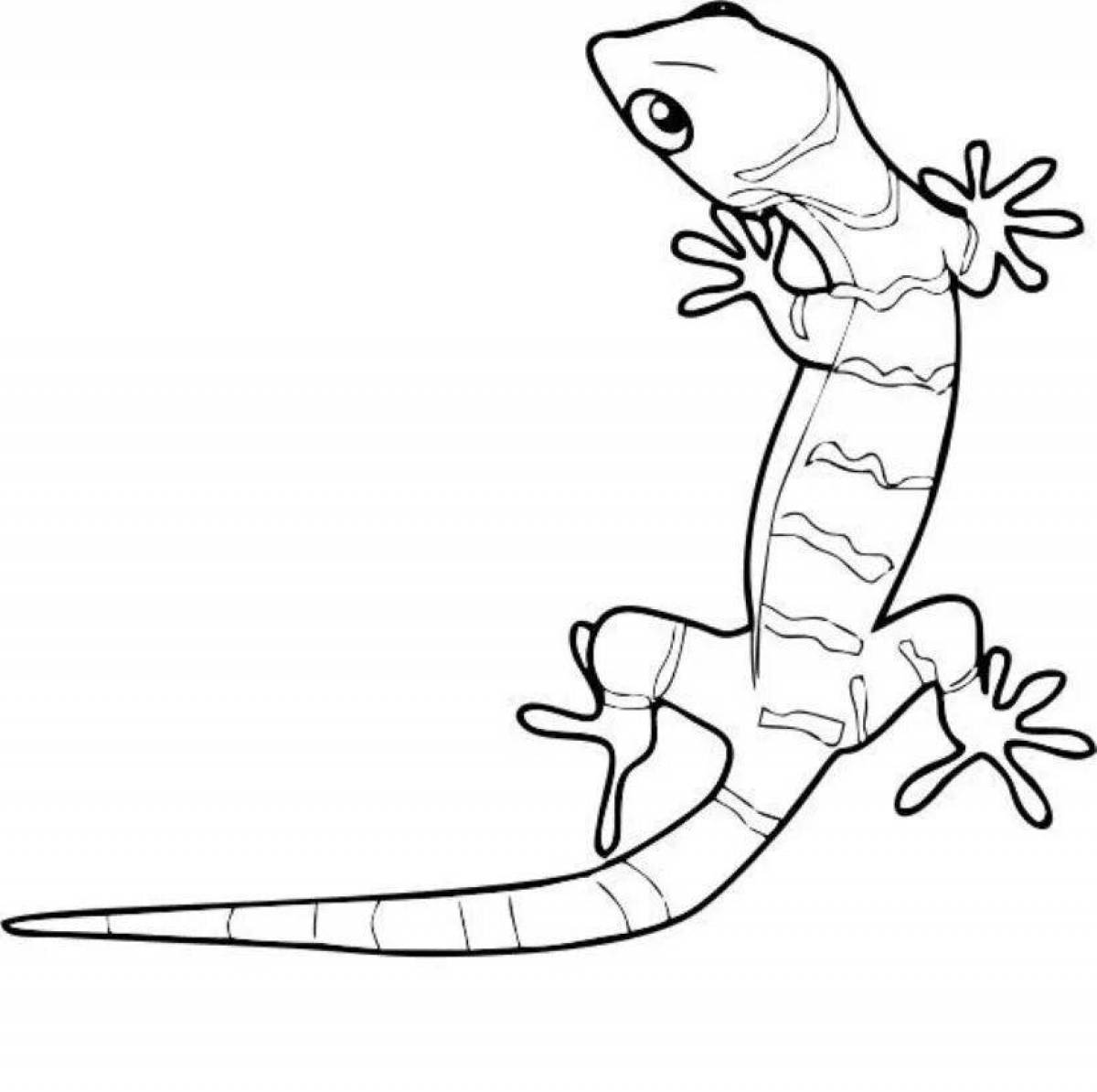 Coloring page striking gecko