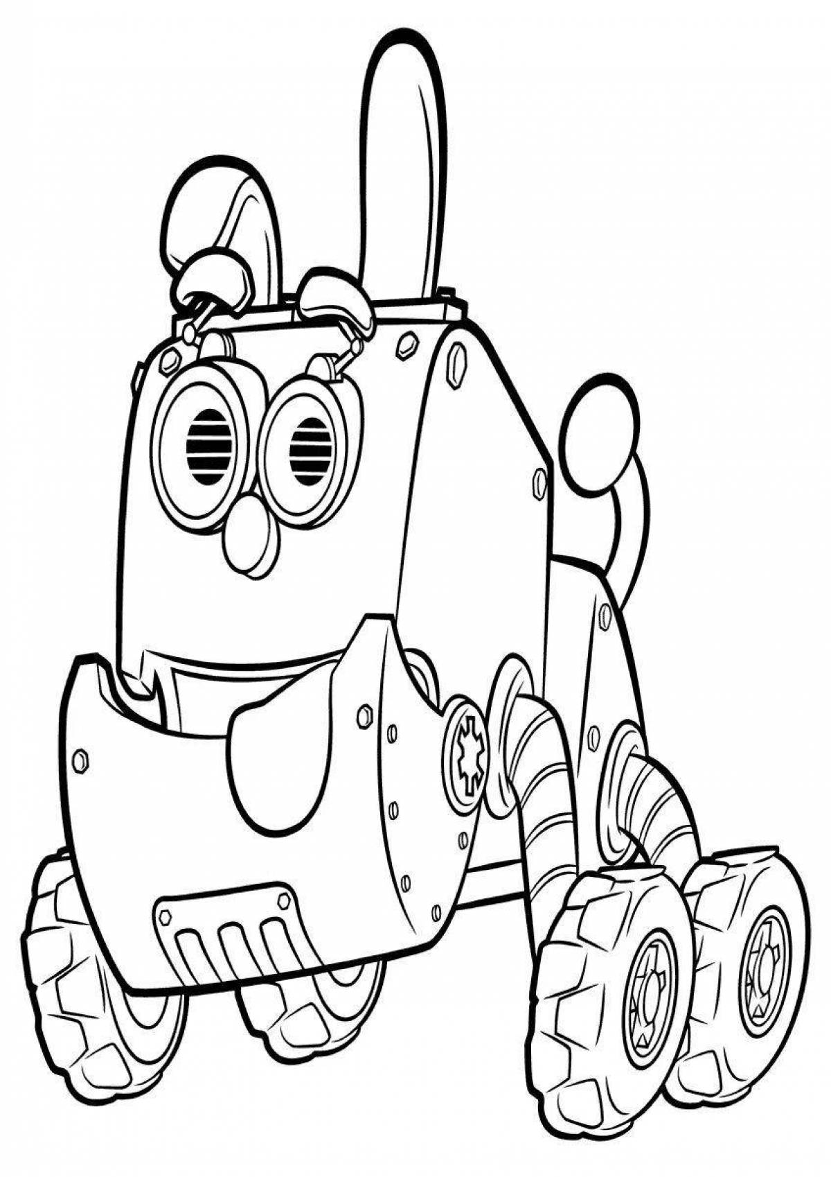 Coloring page cute robot dog