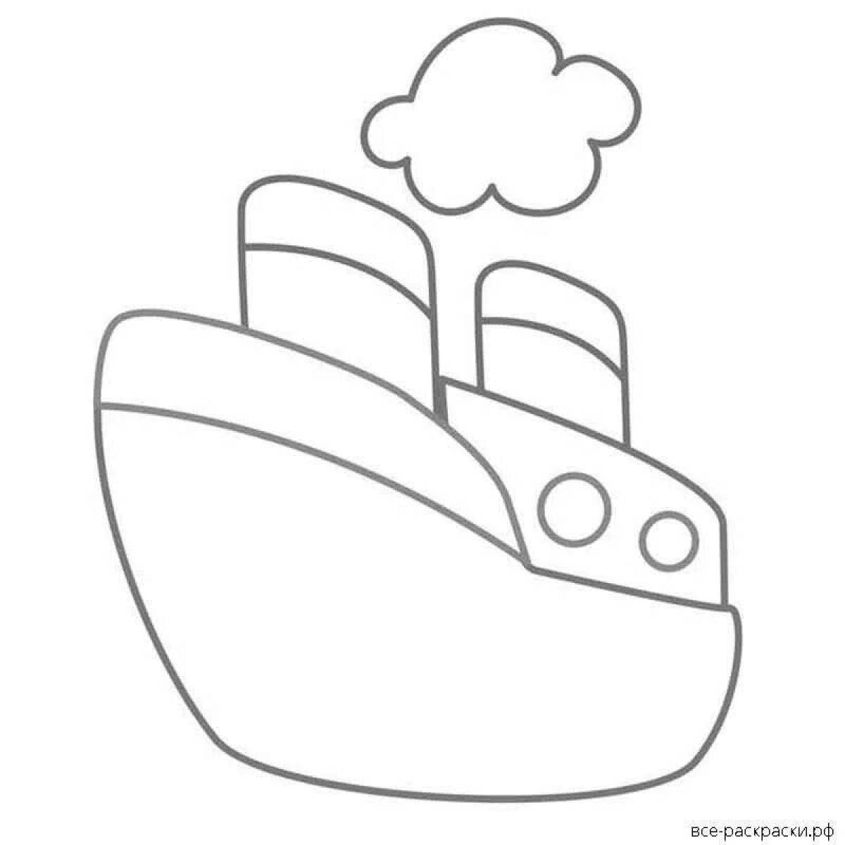 Charming steamship coloring page