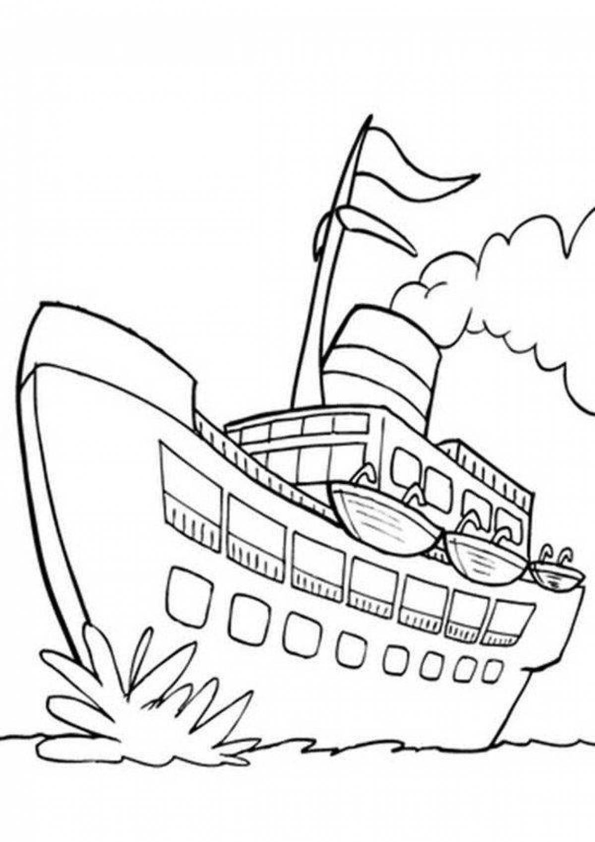 Shining steamship coloring page