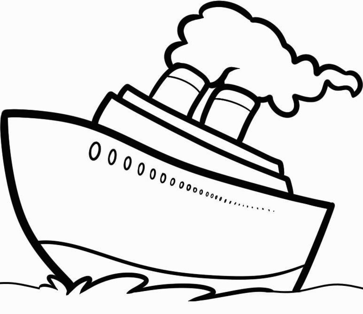 Charming steamship coloring page